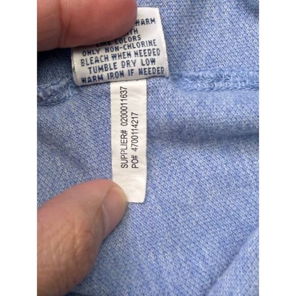VTG Polo Ralph Lauren Blue Cotton Knit Polo Shirt Yellow Logo Men’s Size Small - Picture 9 of 10